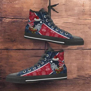 New England Patriots Christmas Football Pattern Canvas High Top Shoes