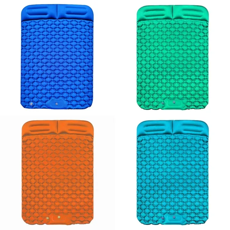 Outdoor Camping, Fishing, and Beach Inflatable Double Cushion Bed, Portable TPU, 76.8 x 46.9 x 6.3 inches (Peacock Blue)