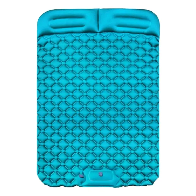 Outdoor Camping, Fishing, and Beach Inflatable Double Cushion Bed, Portable TPU, 76.8 x 46.9 x 6.3 inches (Peacock Blue)