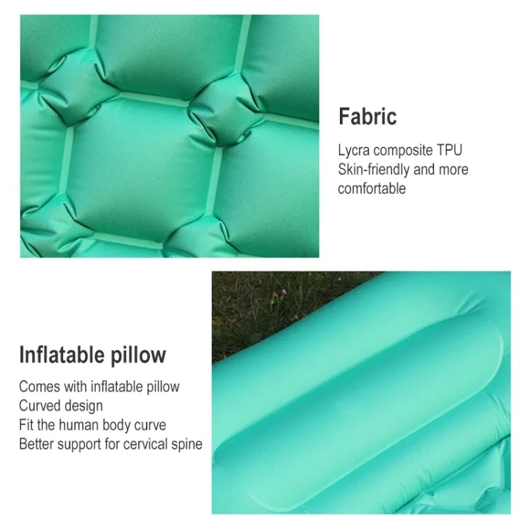 Outdoor Camping, Fishing, and Beach Inflatable Double Cushion Bed, Portable TPU, 76.8 x 46.9 x 6.3 inches (Peacock Blue)