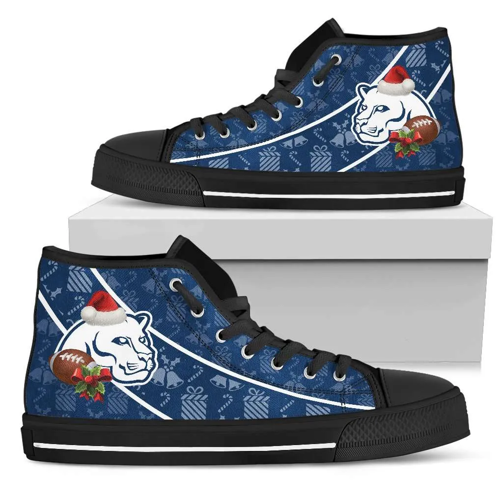 Penn State Nittany Lions Christmas Football Pattern Canvas High Top Shoes