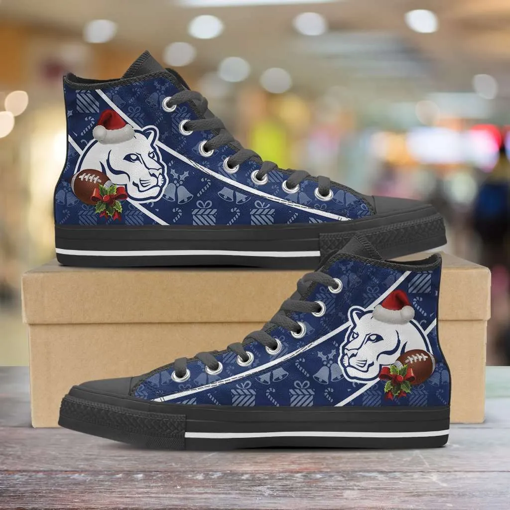 Penn State Nittany Lions Christmas Football Pattern Canvas High Top Shoes