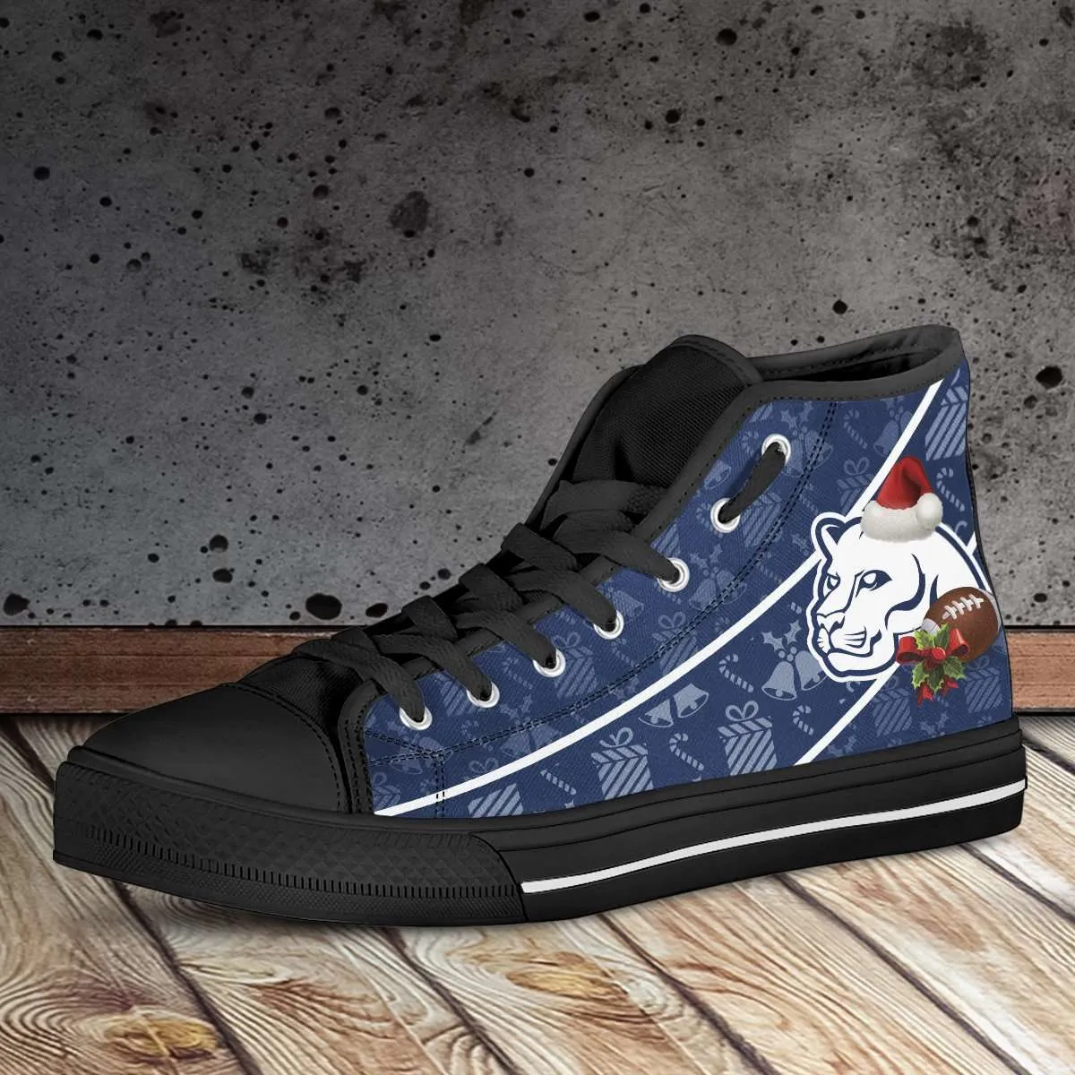 Penn State Nittany Lions Christmas Football Pattern Canvas High Top Shoes