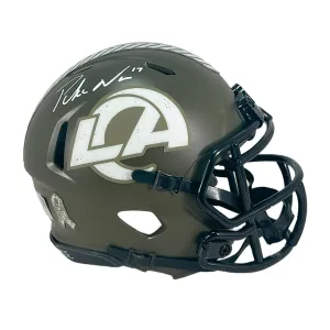 Puka Nacua Signed Los Angeles Rams Salute to Service Mini Football Helmet (Fanatics)