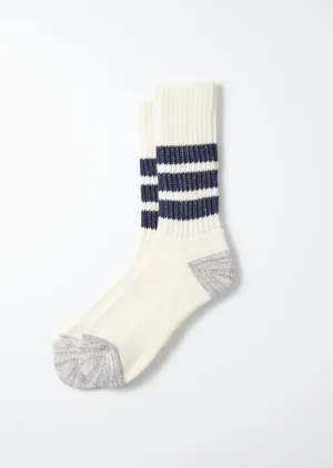 R1255 Coarse Ribbed Oldschool Crew Sock Navy