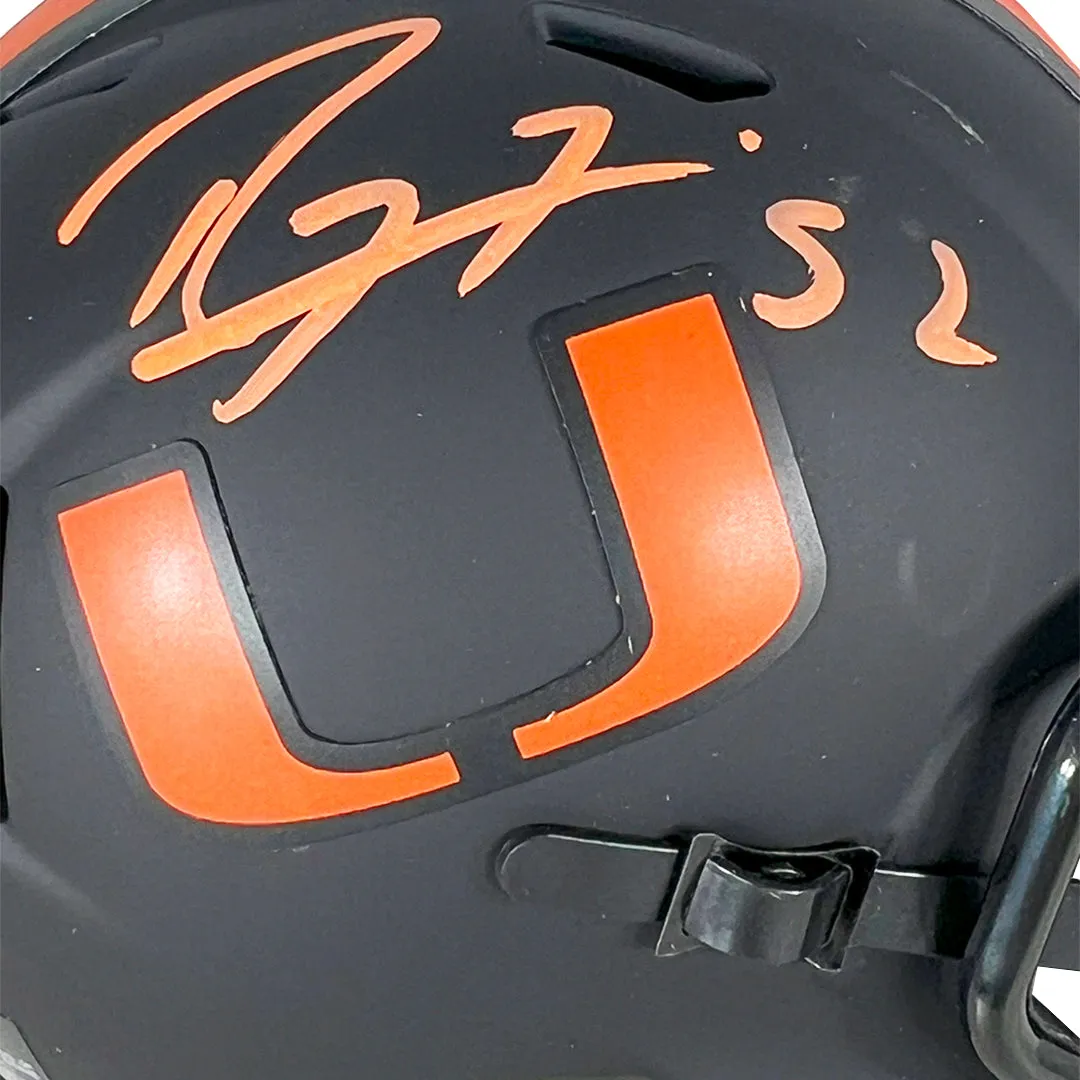 Ray Lewis Signed Miami Hurricanes Eclipse Mini Football Helmet (Beckett)