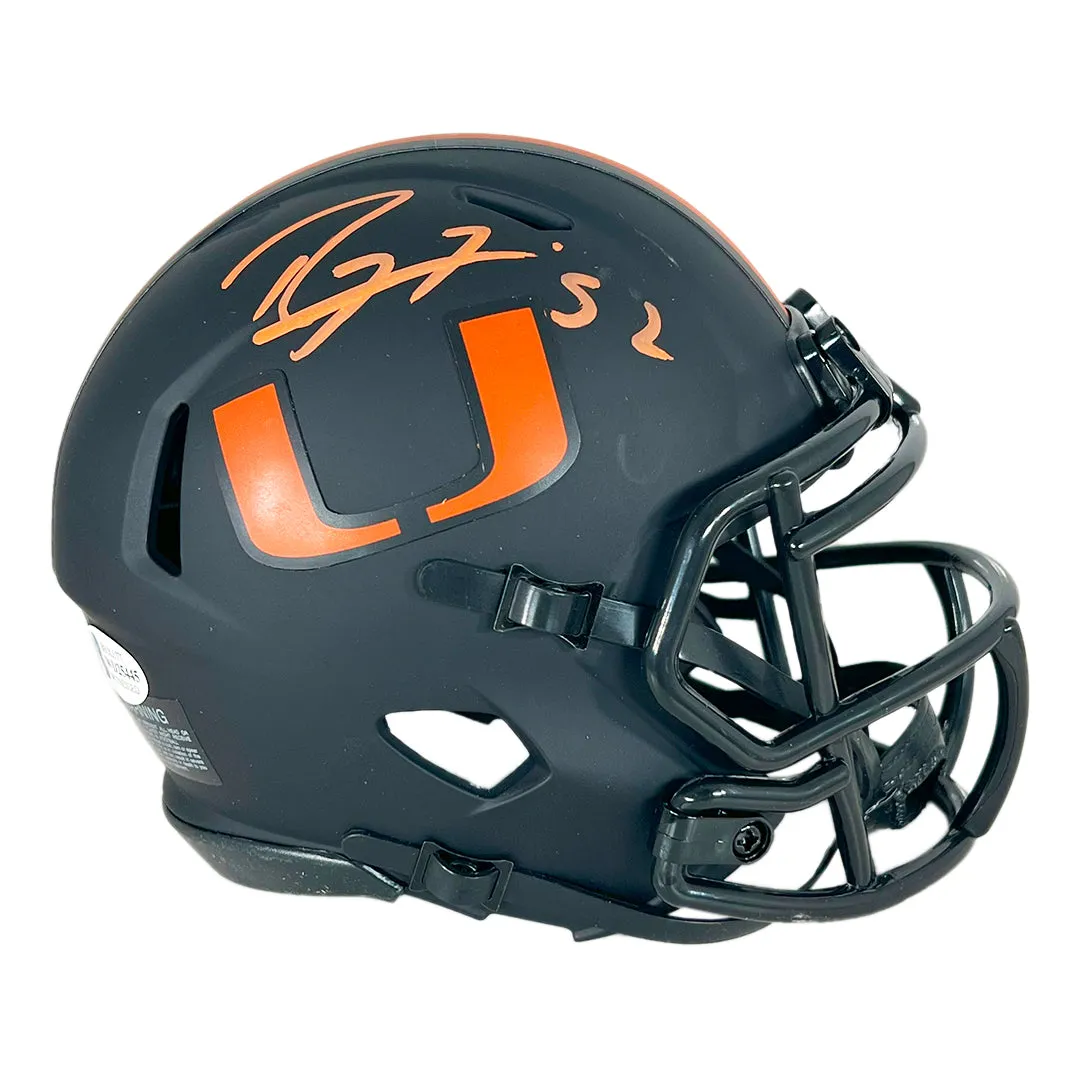 Ray Lewis Signed Miami Hurricanes Eclipse Mini Football Helmet (Beckett)