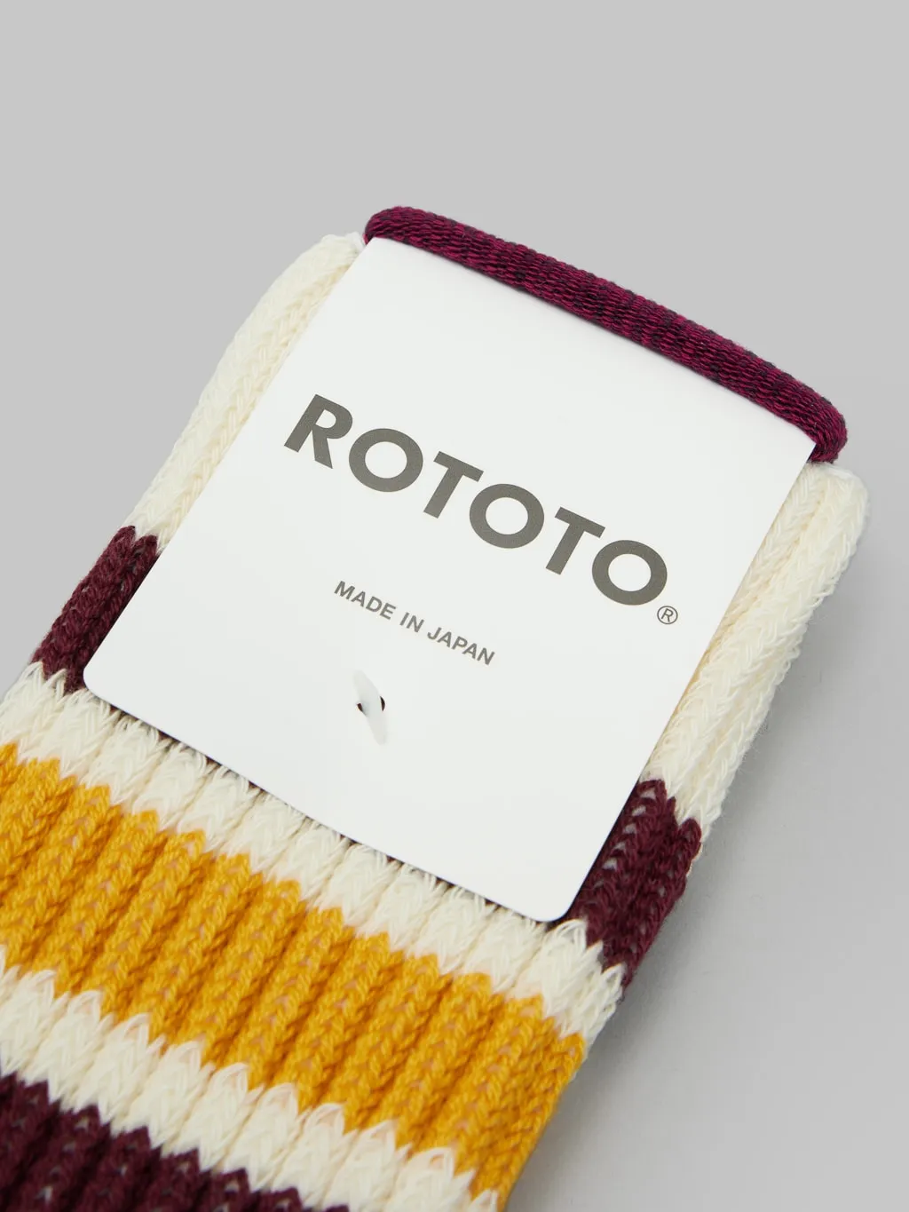 ROTOTO Coarse Ribbed Oldschool Crew Socks Bordeaux/Yellow