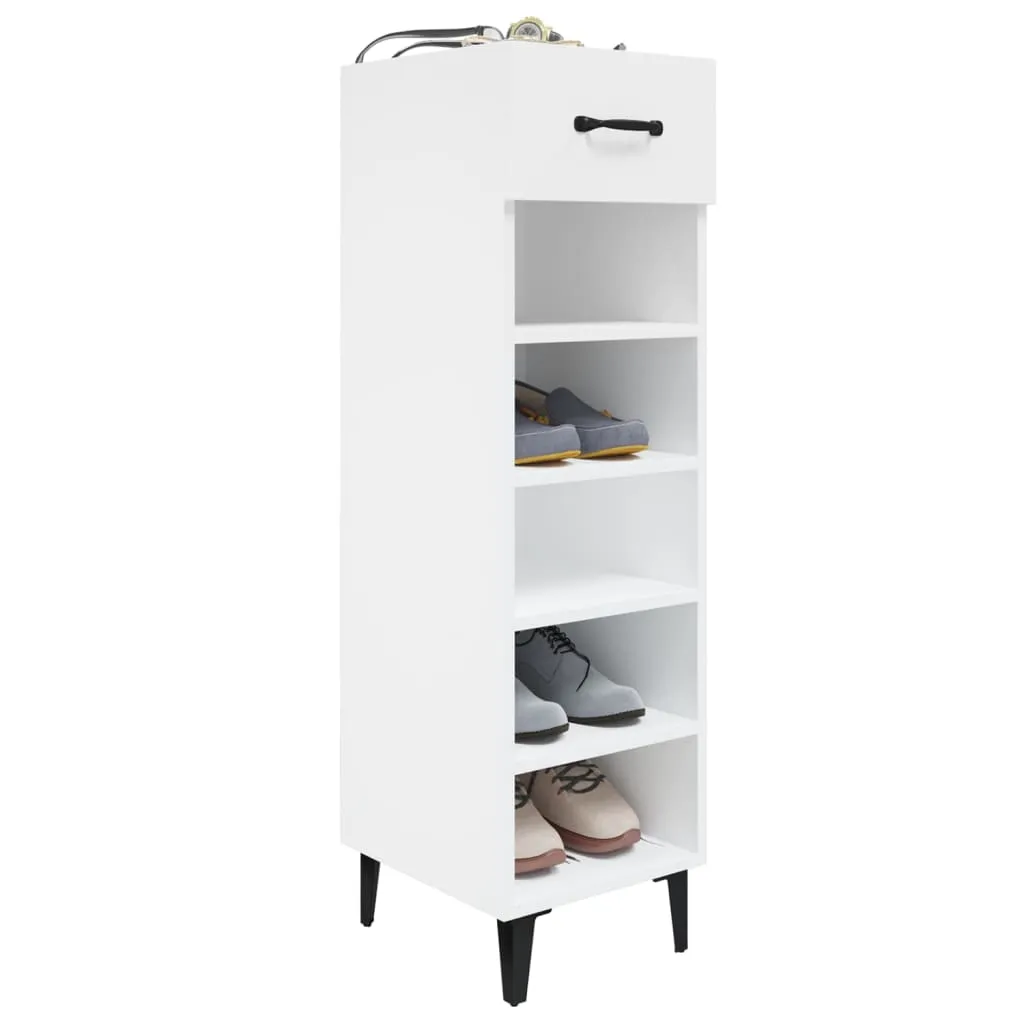 Shoe Cabinet High Gloss White 30x35x105 cm Engineered Wood