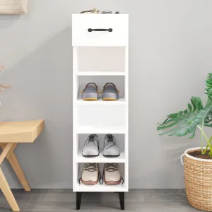 Shoe Cabinet High Gloss White 30x35x105 cm Engineered Wood