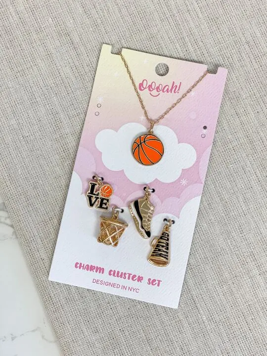 Sports Charm Necklace Cluster Set - Basketball