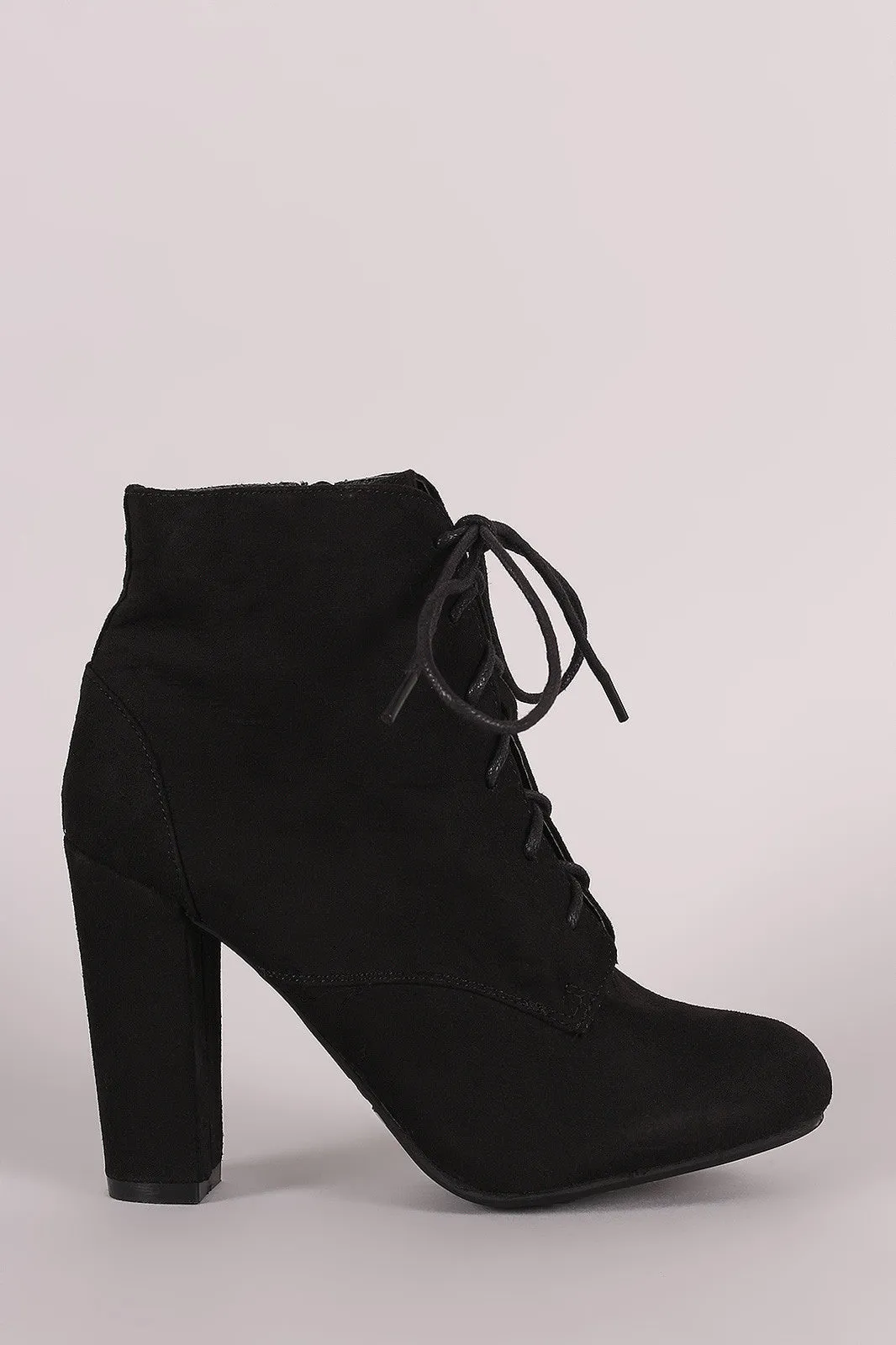 Tessa -  Lace Up Fur Lined Chunky Heel Ankle Bootie