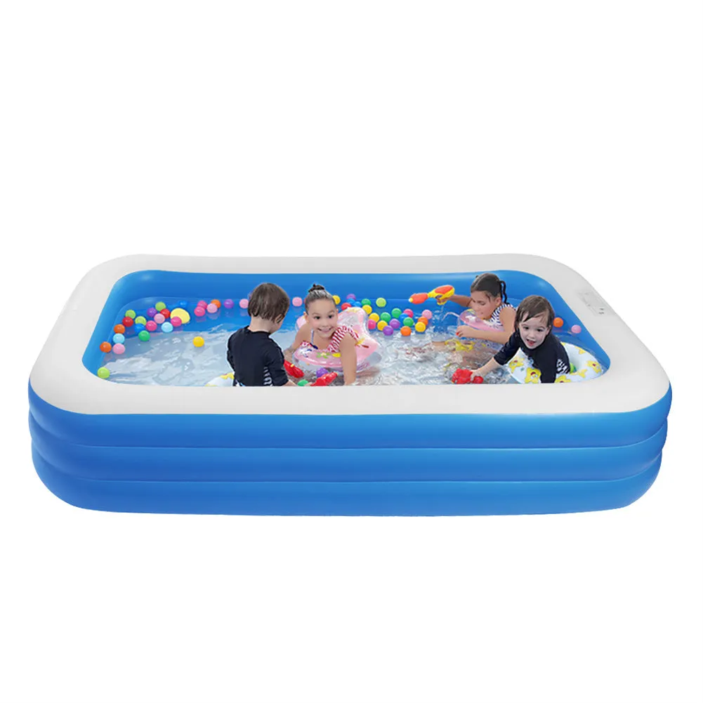 THBOXES Inflatable Swimming Pool Wall Rectangle Summer Blow Up Swimming Pool 120x72x22inch Blue