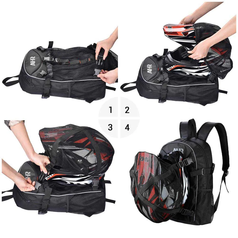 TheLAShop Motorcycle Backpack with Helmet Holder Large Capacity