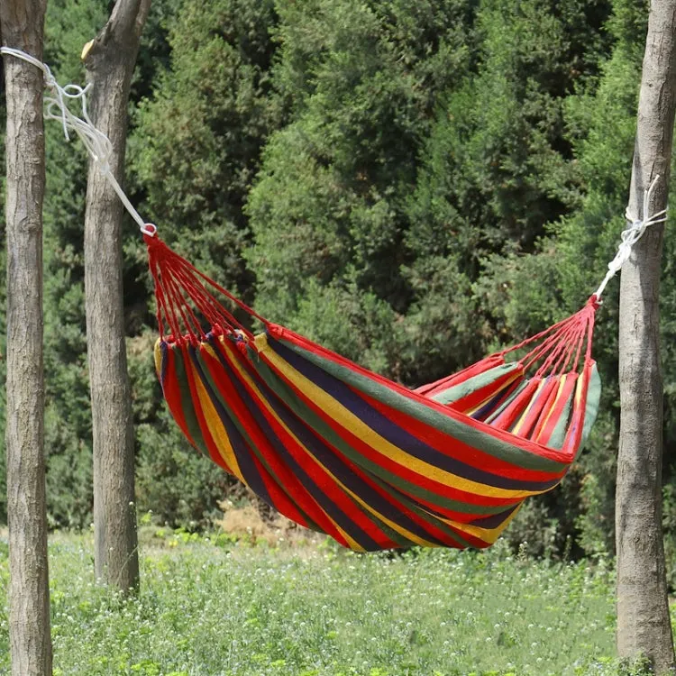 Thick Canvas Hammock Field Rollover Prevention Outdoor  Hammock Swing 260x100 No Stick (Red Stripes)