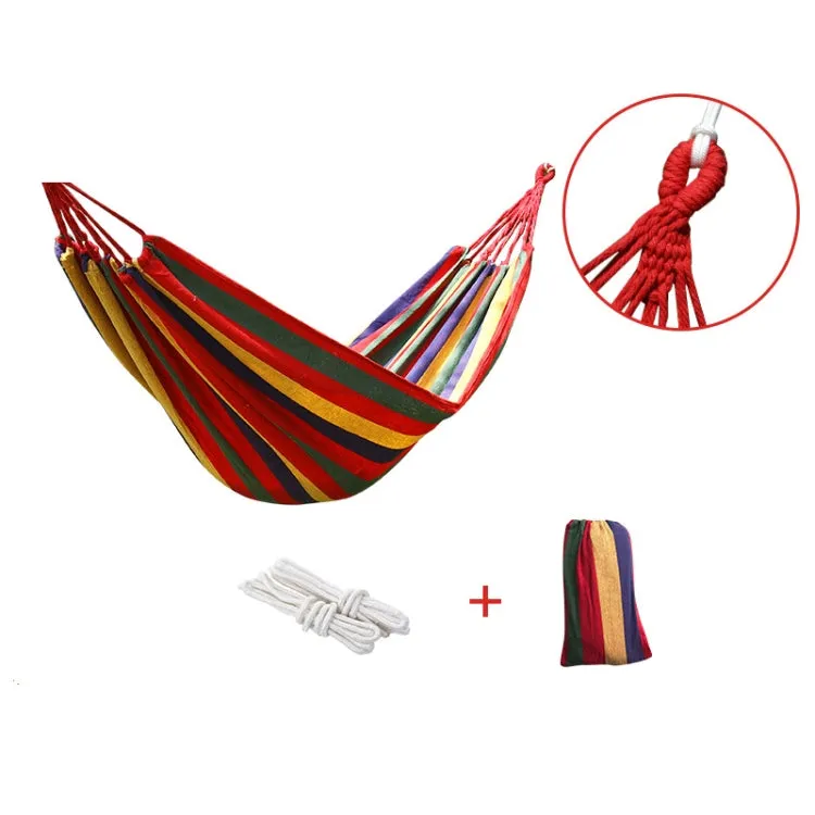 Thick Canvas Hammock Field Rollover Prevention Outdoor  Hammock Swing  260x80 No Stick Single (Red Stripe)