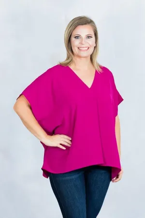 V-Neck Short Sleeve Blouse with Placket Detail by Entro Clothing