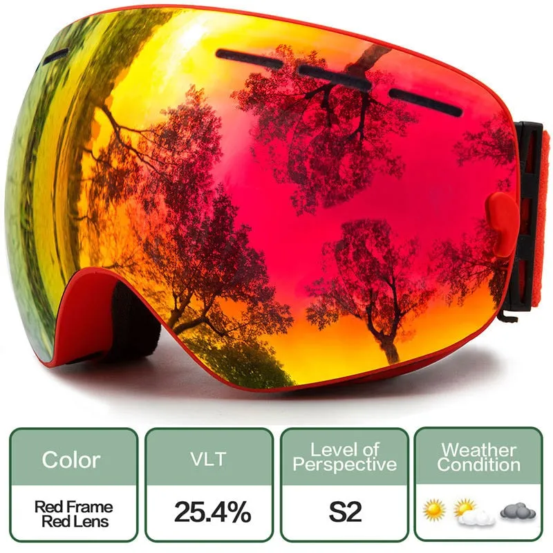 Winter Ski Goggles - Anti-fog UV Protection, Interchangeable Lens