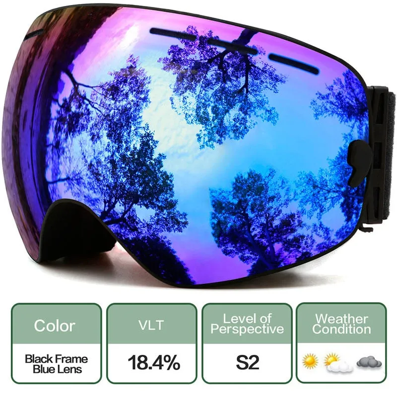 Winter Ski Goggles - Anti-fog UV Protection, Interchangeable Lens