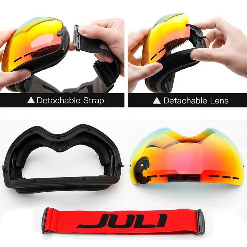 Winter Ski Goggles - Anti-fog UV Protection, Interchangeable Lens