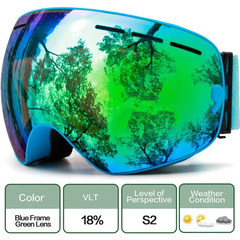 Winter Ski Goggles - Anti-fog UV Protection, Interchangeable Lens