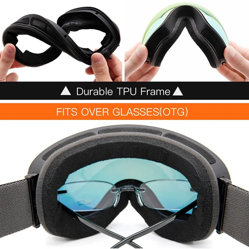 Winter Ski Goggles - Anti-fog UV Protection, Interchangeable Lens