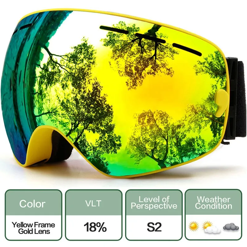 Winter Ski Goggles - Anti-fog UV Protection, Interchangeable Lens