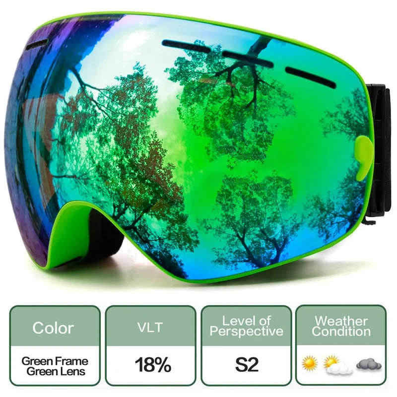 Winter Ski Goggles - Anti-fog UV Protection, Interchangeable Lens