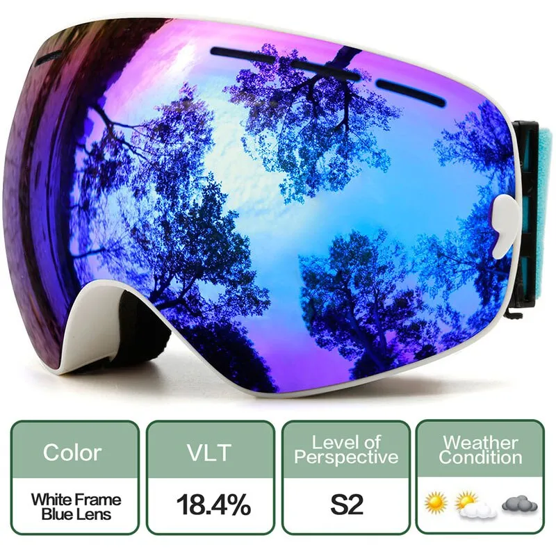 Winter Ski Goggles - Anti-fog UV Protection, Interchangeable Lens