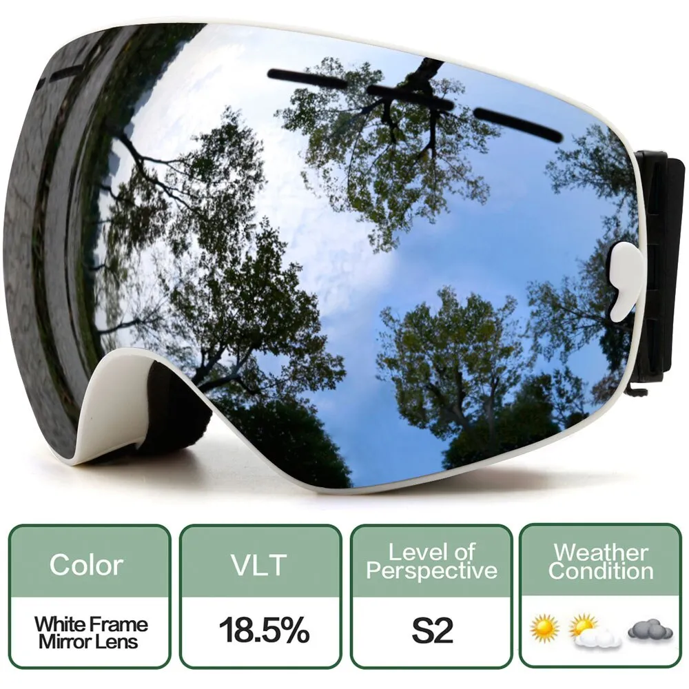 Winter Ski Goggles - Anti-fog UV Protection, Interchangeable Lens