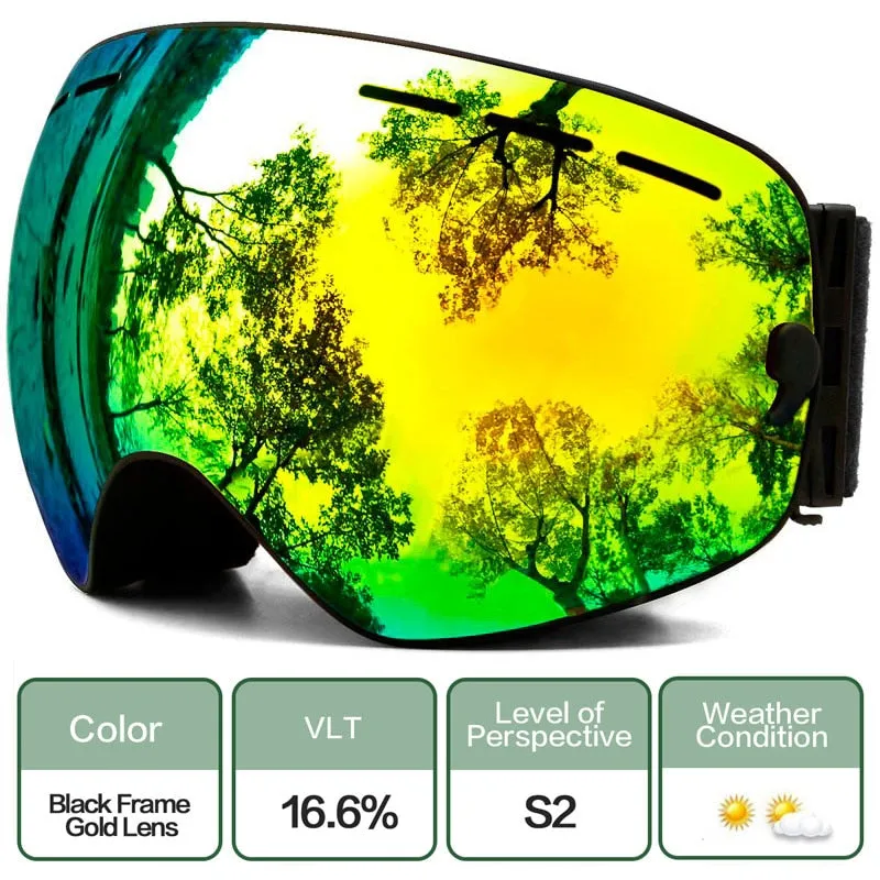 Winter Ski Goggles - Anti-fog UV Protection, Interchangeable Lens