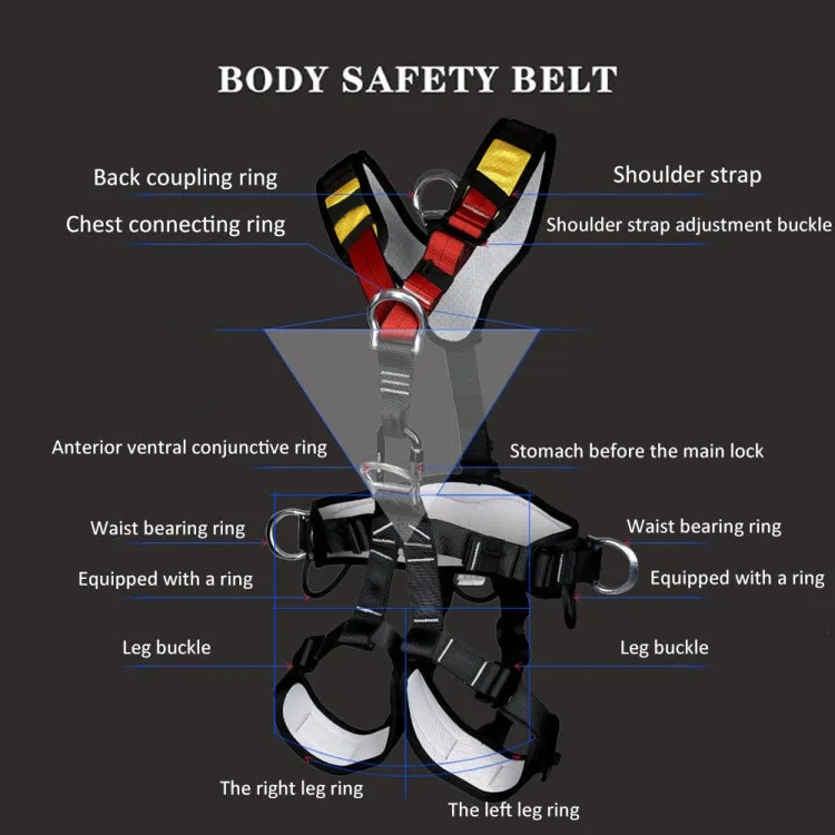 XINDA XDA9516 Outdoor Rock Climbing Polyester High-strength Wire Adjustable Downhill Whole Body Safety Belt